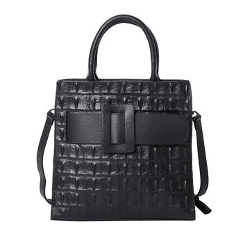 Crossbody Tasche aus echtem Leder mit Rei&szlig;verschluss und mehreren Taschen, Gr&ouml;&szlig;e 31x15x30 cm, Schwarz