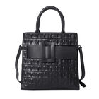 Crossbody Tasche aus echtem Leder mit Reißverschluss und mehreren Taschen, Größe 31x15x30 cm, Schwarz