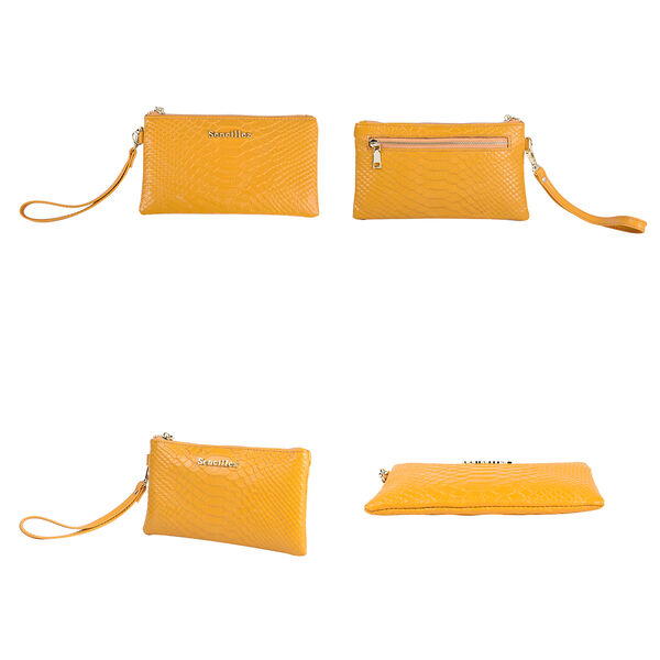 SENCILLEZ - 100% Leder Clutch, Gelb image number 4
