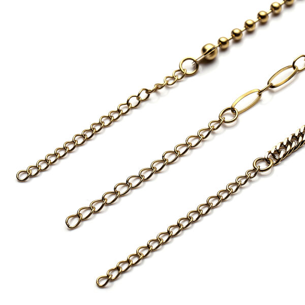 3er-Set, Armband, ca. 17 cm, Edelstahl vergoldet image number 4