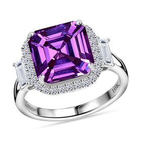 LUXURIANT DIAMOND- zertifiziert und geprüft AAA Labor Lila Saphir und Labor Diamant Ring in 417 Weißgold - 6,23 ct.
