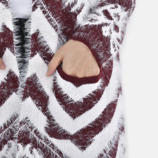 Damen Cardigan mit 2 Taschen, Burgunderrot image number 6