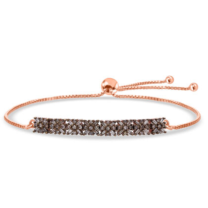 D'Joy Nat&uuml;rlicher Champagner Diamant Armband ca. 26.75 cm 925 Silber 750 Ros&eacute;gold Vermeil ca. 0.50 ct