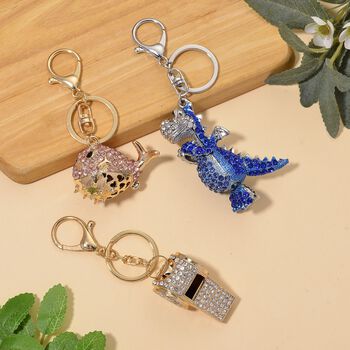 3er Set - Schwarze Kristall Schl&uuml;sselanh&auml;nger, Legierung