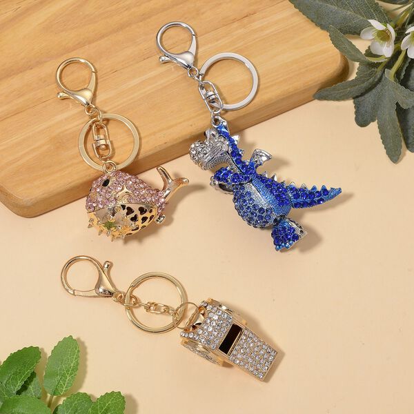 3er Set - Schwarze Kristall Schl&uuml;sselanh&auml;nger, Legierung image number 2