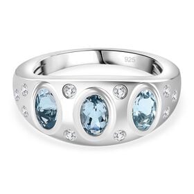 Espirito Santo AA Aquamarin und Zirkon Ring, ca. 1.39 ct.
