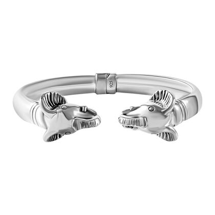 Thai Silber Kollektion - Elefant Armreif 925 Silber, ca. 19 cm