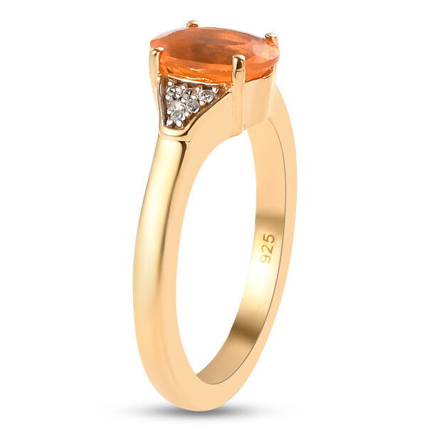 Feuer opal und Zirkon Ring 925 Silber vergoldet image number 5