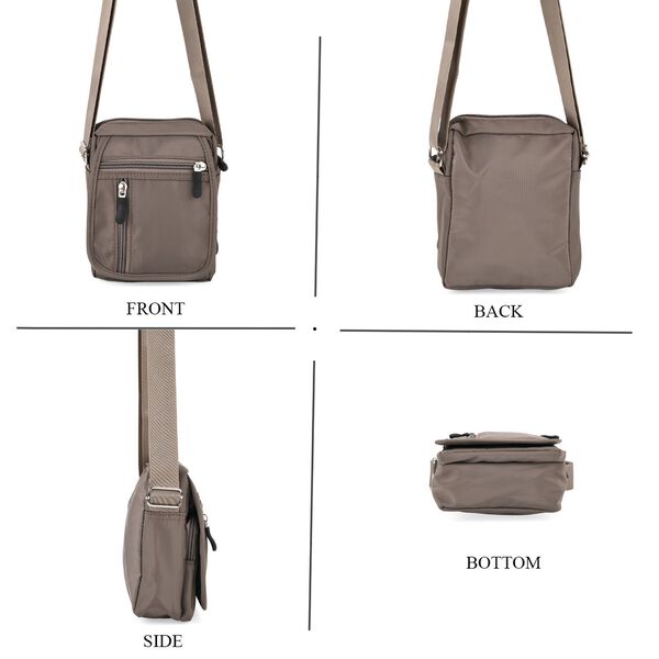 Umh&auml;ngetasche mit mehreren Rei&szlig;verschlussf&auml;chern und RFID-Schutz, 12,5x6x16cm, Grau image number 5