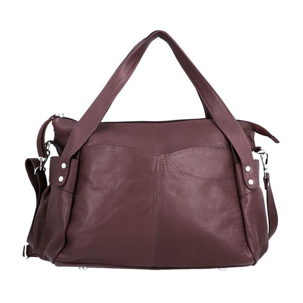 100% Echtleder Weekender Reisetasche mit RFID-Schutz, Burgunderrot