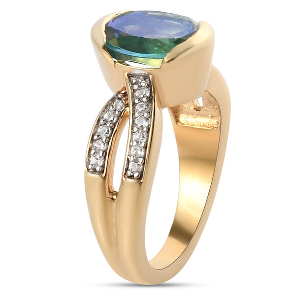 Pfau Triplett Quarz und Zirkon-Ring, 925 Silber Gelbgold Vermeil  ca. 2,99 ct image number 5