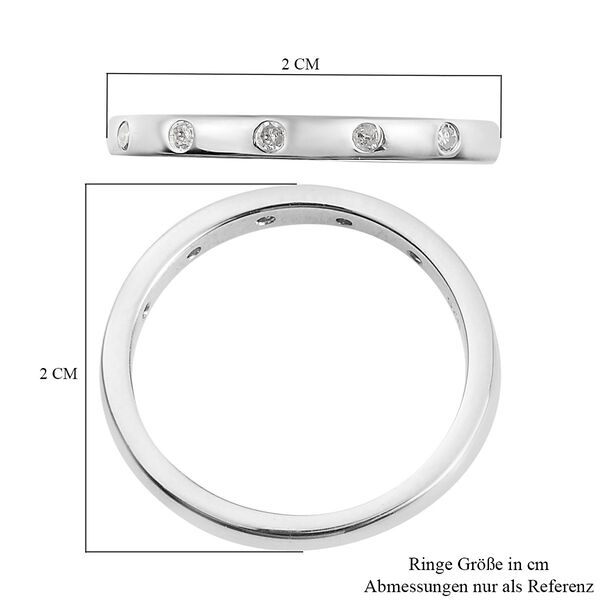 Schlichter, funkelnder Bandring in platiniertem Silber image number 8