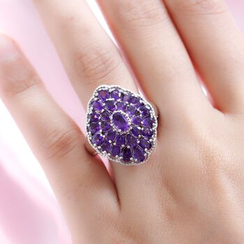 Afrikanischer Amethyst-Ring 925 Silber platiniert  ca. 4,97 ct