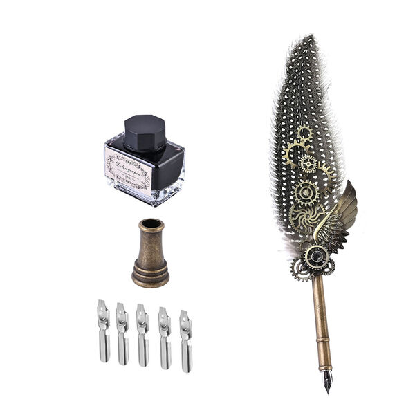 Vintage Kalligraphie-Schreibstift mit Tinte und Geschenkbox image number 0