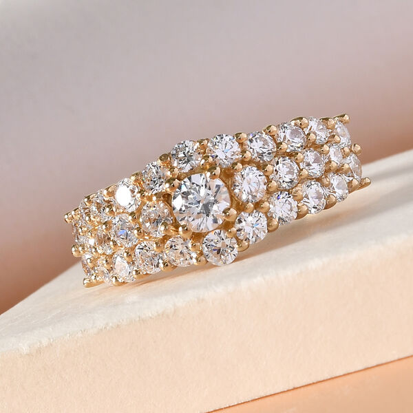 LUSTRO STELLA - feinster Zirkonia-Ring, 925 Silber vergoldet image number 2