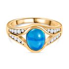 AA Miami Blau Welo Opal, Weißer Zirkon Ring, 925 Silber Gelbgold Vermeil, (Größe 21.00) ca. 1.56 ct