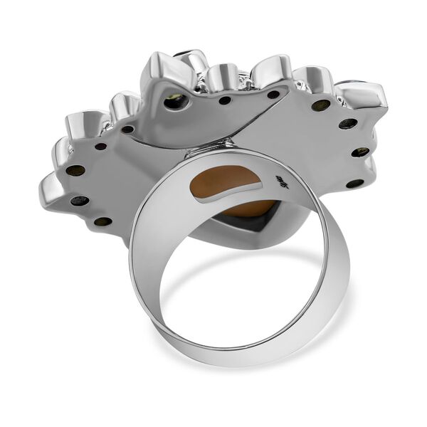 Sajen Silver- Ochse Knochen und Multi-Edelstein-Ring - 17,47 ct. image number 4