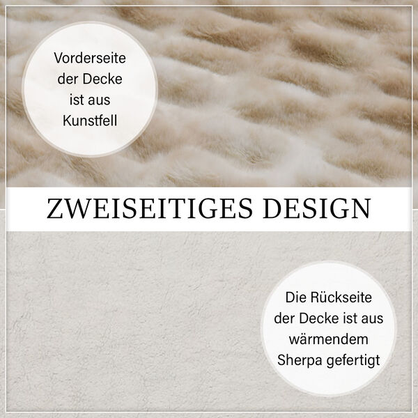 Serenity Night: Exklusive Luxusdecke aus Kunst- und Sherpa-Fell - 150x200 cm, Khaki image number 3