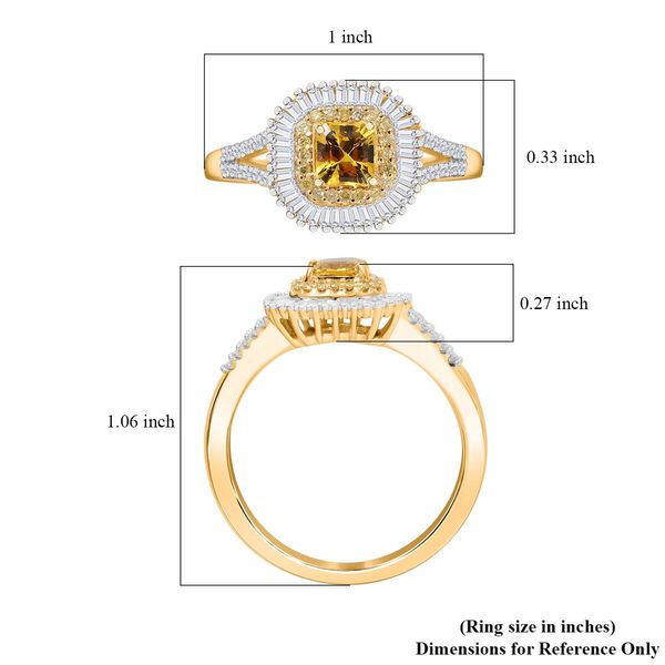 Zertifiziert und gepr&uuml;ft AAA gelber Saphir, gelber und wei&szlig;er Diamant Ring in 585 Gold - 1,34 ct. image number 5