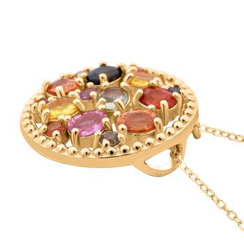 Mehrfarbiger Saphir Anh&auml;nger mit 50cm Kette - 2,11 ct.