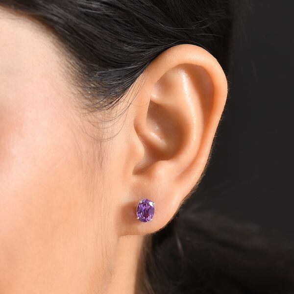 LUXURIANT AAA Labor lila Saphir Ohrringe in 417 Wei&szlig;gold - 2,88 ct. image number 2