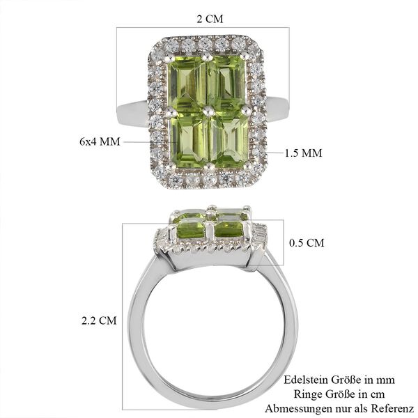 Peridot und Zirkon Ring 925 Silber Platin-&Uuml;berzug image number 7