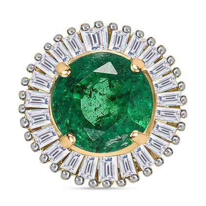 AAA Gemfields Kagem Sambischer Smaragd, wei&szlig;er Diamant Anh&auml;nger, 585 Gold ca. 0.97 ct