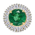 AAA Gemfields Kagem Sambischer Smaragd, weißer Diamant Anhänger, 585 Gold ca. 0.97 ct