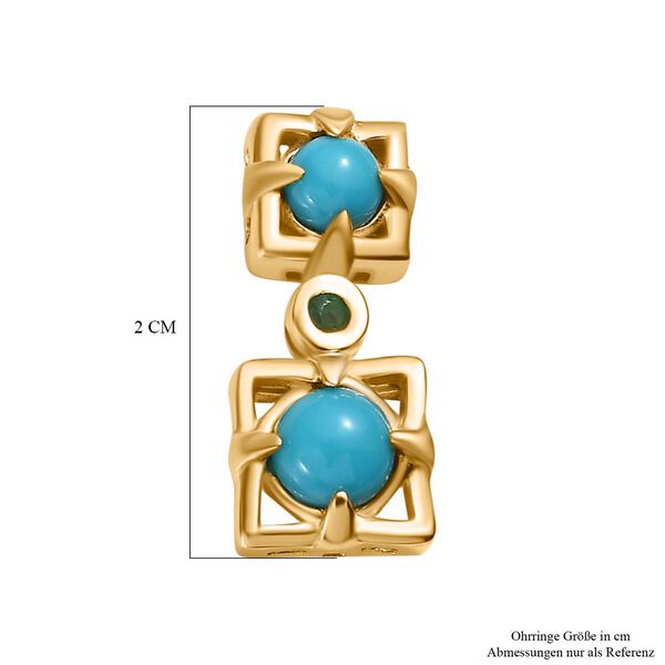 AA Sleeping Beauty Türkis Ohrringe 925 Silber 750 Gelbgold Vermeil ca. 1,71 ct. image number 7