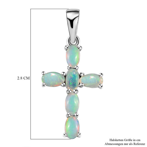 Nat&uuml;rlicher, &auml;thiopischer Opal-Kreuz-Anh&auml;nger in Silber image number 6