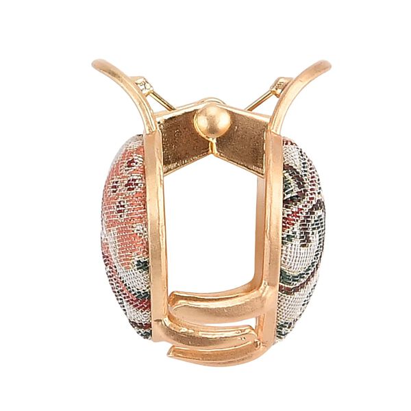 LA MAREY 2er-Set Brokat Seiden-Haarspangen und Ohrringe, Beige image number 7