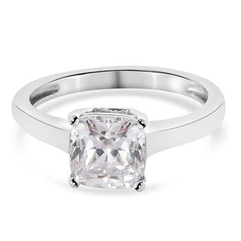 LUSTRO STELLA Hergestellt mit Feinster ZIRKONIA Solit&auml;r Ring 925 Silber platiniert (Gr&ouml;&szlig;e 16.00) ca. 3,17 ct
