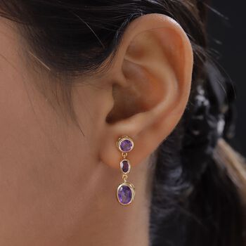 Afrikanische Amethyst-Ohrringe, 925 Silber vergoldet ca. 3,69 ct