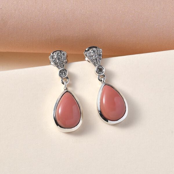 Oregon Pfirsich Opal und Zirkon-Ohrh&auml;nger - 4,48 ct. image number 2