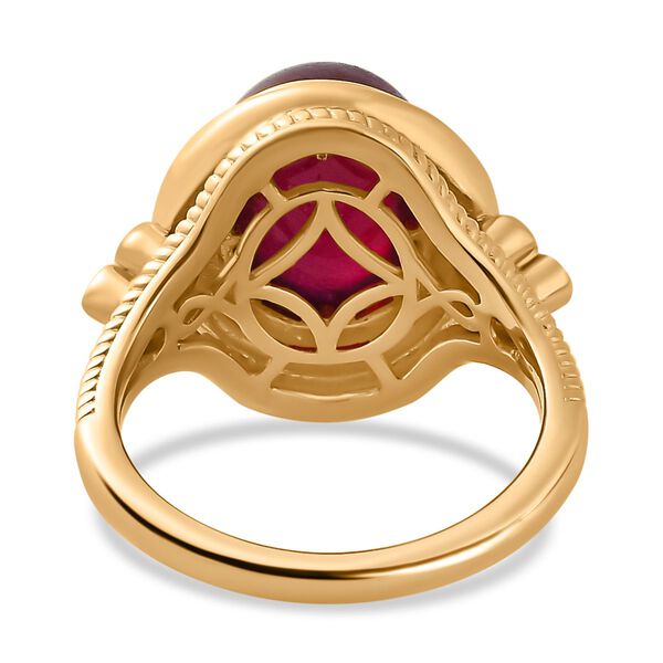 AA Afrikanischer Rubin (Fissure gef&uuml;llt), Moissanit Ring 925 Silber Gelbgold Vermeil (Gr&ouml;&szlig;e 18.00) ca. 9,04 ct image number 6