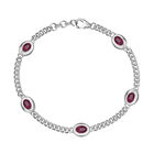 Afrikanischer Rubin (Fissure gef&uuml;llt) Armband, ca. 19 cm, 925 Silber rhodiniert ca. 4.39 ct