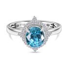 RHAPSODY AAAA Ratnakiri Blauer Zirkon, Wei&szlig;er Diamant Ring 950 Platin (Gr&ouml;&szlig;e 21.00) ca. 3.94 ct