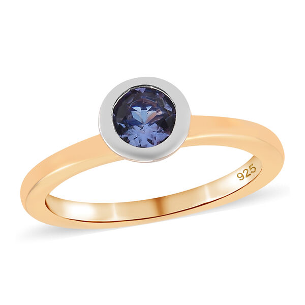 Tansanit Solitär-Ring, 925 Silber Bicolor  ca. 0,38 ct image number 4