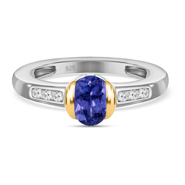 Tansanit und Zirkon Ring 925 Silber Bicolor  ca. 0,77 ct image number 0