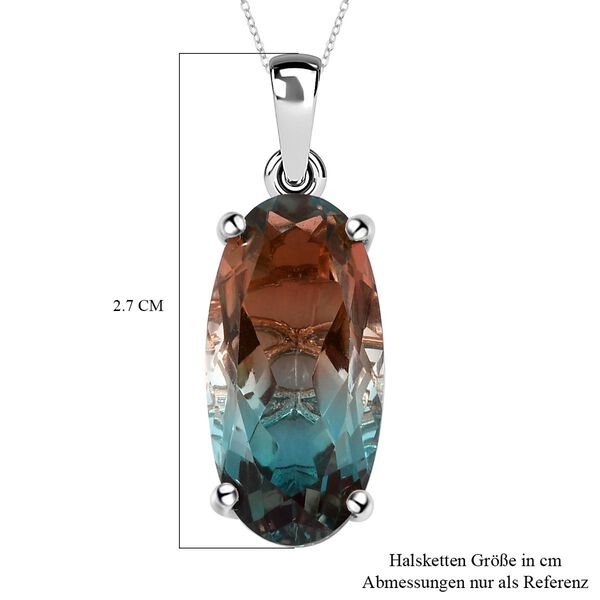 Aqua Terra Costa Quarz Triplett-Solit&auml;r-Anh&auml;nger mit Kette, 925 Silber platiniert, 10,33 ct. image number 6