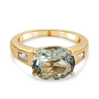 Prasiolite und Zirkon Ring 925 Silber vergoldet (Größe 16.00) ca. 3,62 ct