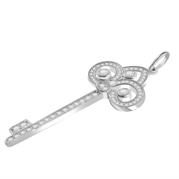 Weißer Zirkonia Anhänger 925 Silber rhodiniert image number 3