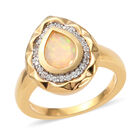Natürlicher, äthiopischer Opal und Zirkon-Ring, 925 Silber Gelbgold Vermeil (Größe 17.00) ca. 0,93 ct image number 3