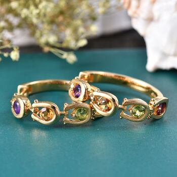 GP - AA Nat&uuml;rlicher Rhodolith Granat, Peridot Ohrringe 925 Silber 750 Gelbgold vermeil ca. 2,23 ct.