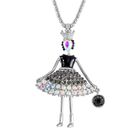 Schwarzer und Nordlichtfarbener Kristall Halskette, emailliert, ca. 70 cm