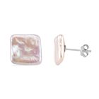 Keshi Perle Quadrat Ohrringe 925 Silber rhodiniert