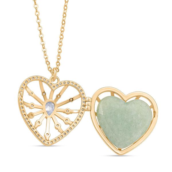 Herz Anh&auml;nger mit wechselbaren Edelsteinen und Kette, ca. 50 cm + 5 cm Extender, Nickelfreies Messing, Goldfarben image number 6