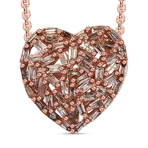 GP Heart Kollektion - Champagner Diamant und blauer Saphir-Anh&auml;nger mit 50cm Kette - 0,33 ct.