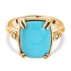 D'Joy AA Sleeping Beauty Türkis, Weißer Diamant Ring 925 Silber 750 Gelbgold Vermeil (Größe 18.00) ca. 7.06 ct