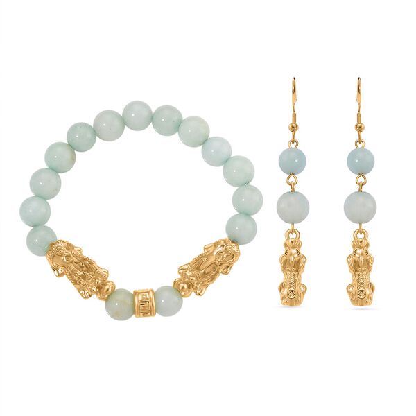 2er Set - Mehrfarbiger Amazonit Armband und Ohrringe, ca. 110.00 ct